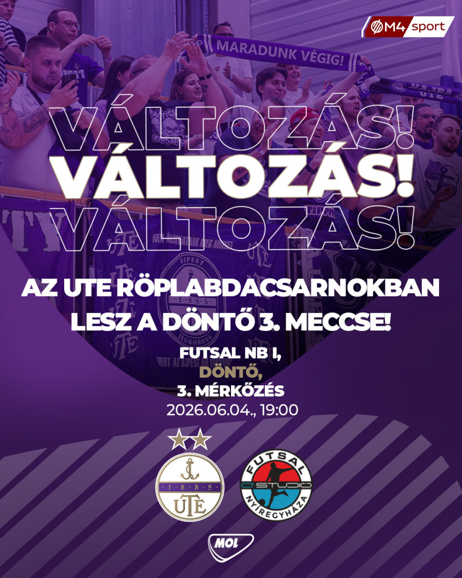 Az UTE Röplabdacsarnokban vívja a döntő 3. meccsét futsalcsapatunk