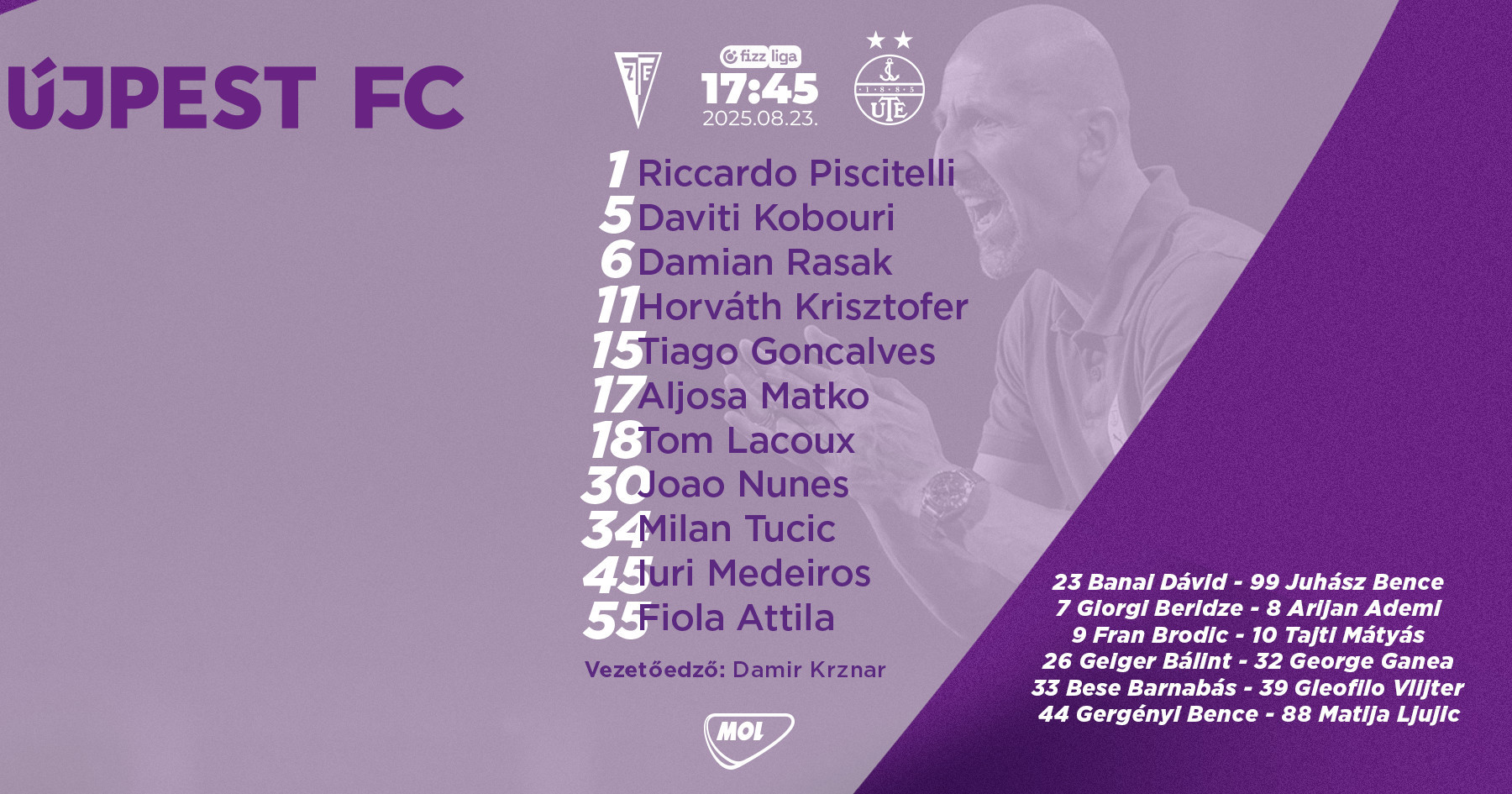 Horváth Krisztofer visszatér a kezdőbe, de változás a középpályán is