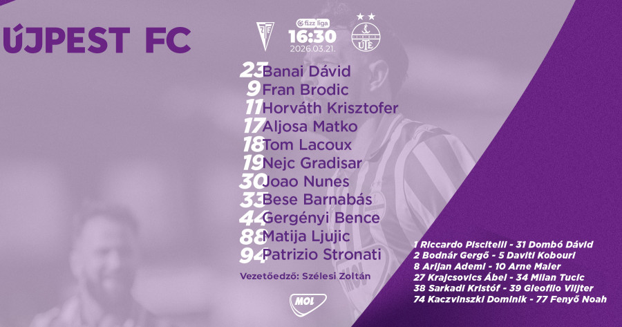 Egy változás a kezdőben a Kisvárda elleni meccshez képest