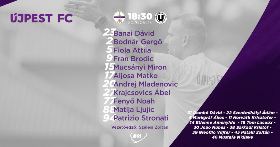 Újpest FC–U. Cluj ÉLŐ közvetítés