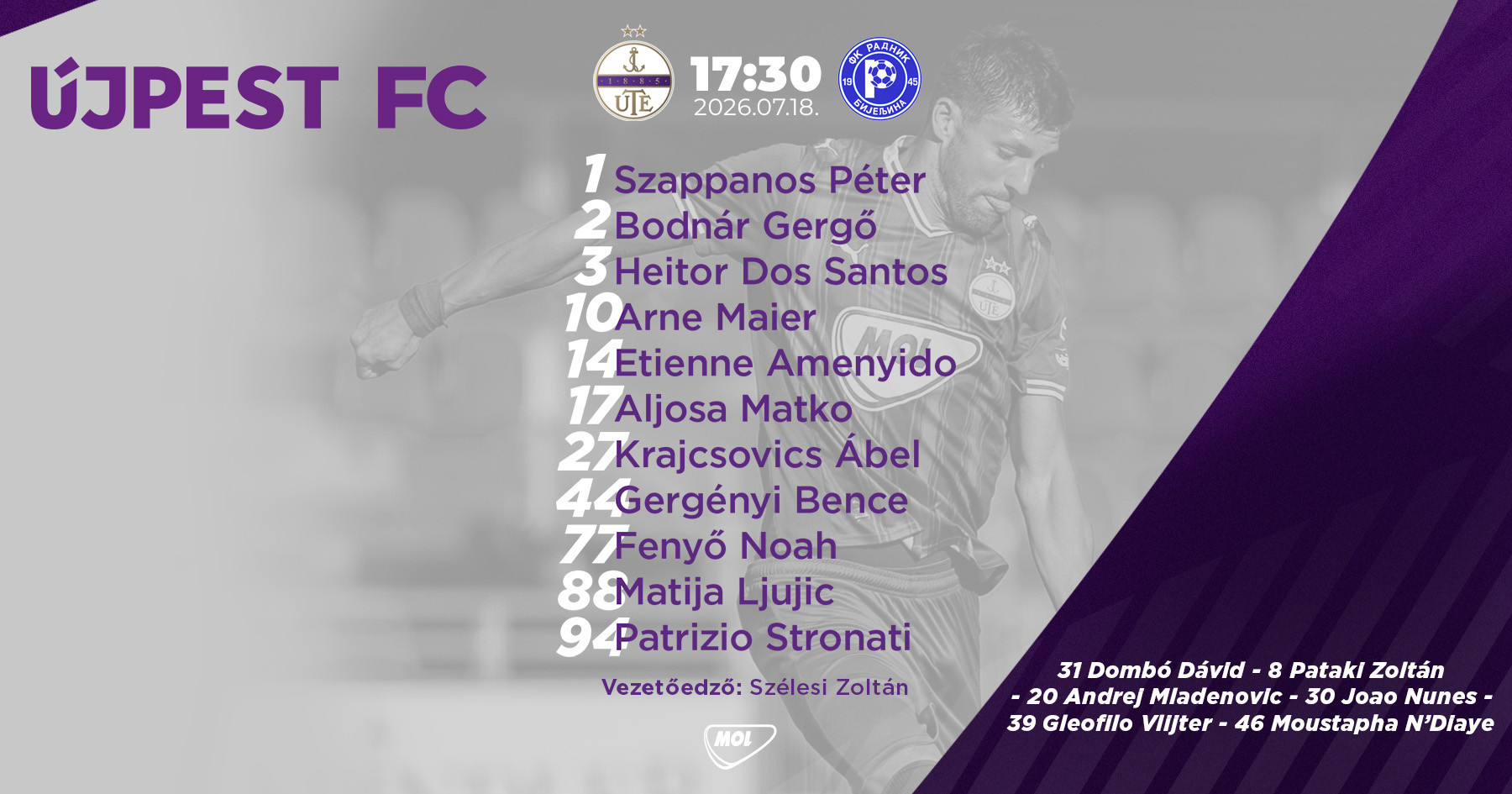 ÉLŐ – Újpest FC–FK Radnik Bijeljina