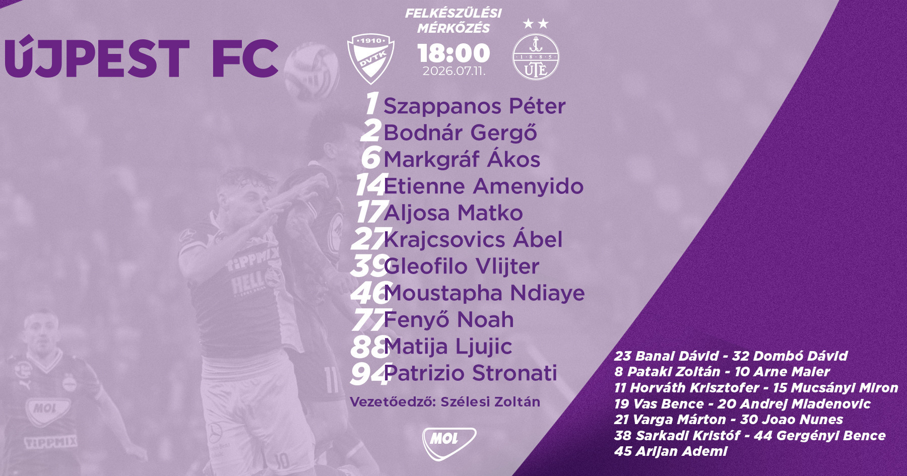 DVTK–Újpest FC – ÉLŐ közvetítés