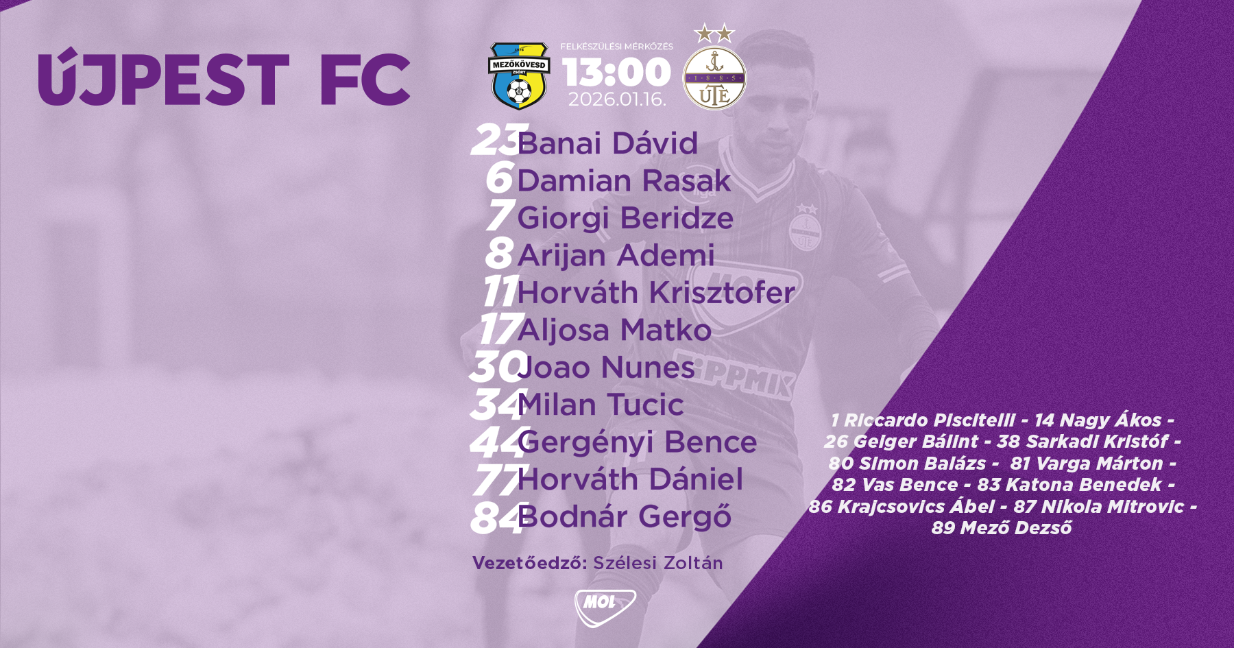 ÉLŐ – Mezőkövesd Zsóry FC– Újpest FC