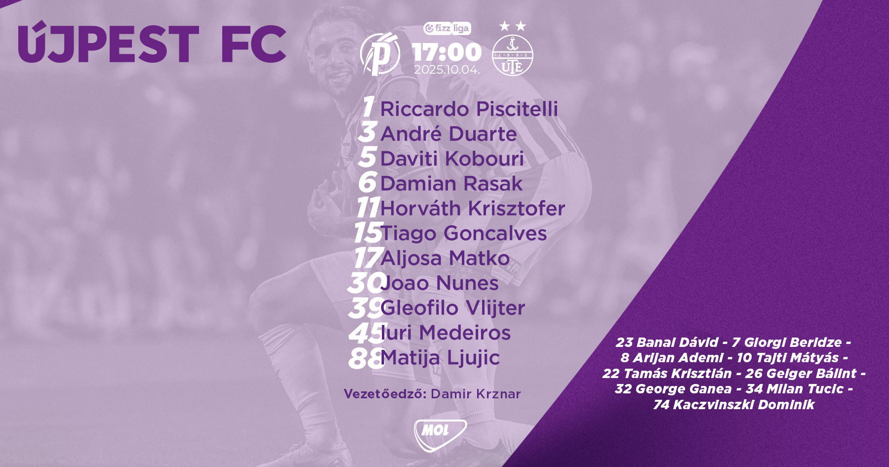 Horváth és Ljujic is a kezdőben a PAFC ellen