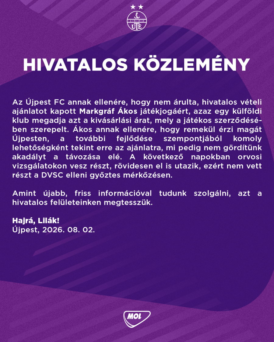Hivatalos közlemény