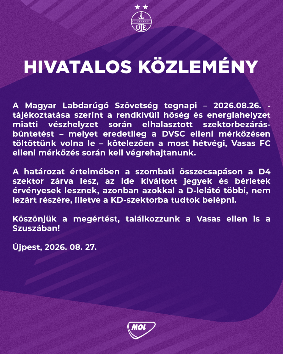 Hivatalos közlemény